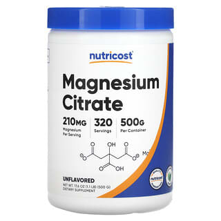Nutricost, Citrate de magnésium, non aromatisé, 500 g