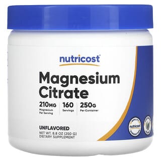Nutricost, Citrato de magnesio, sin sabor, 250 g (8,8 oz)
