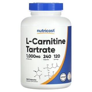 Nutricost, L-carnitina tartrato, 1.000 mg, 240 capsule (500 mg per capsula)