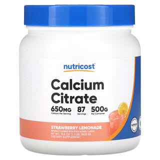 Nutricost, Calciumcitrat, Erdbeerlimonade, 500 g (17,6 oz.)
