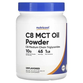 Nutricost, C8 MCT Oil Powder, niearomatyzowany, 454 g