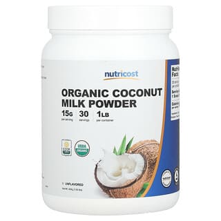 Nutricost, Ekologiczne mleko kokosowe w proszku, niearomatyzowane, 454 g