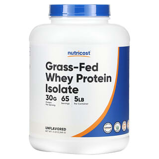 Nutricost, изолят сывороточного протеина от коров травяного откорма, без вкусовых добавок, 2268 г (5 фунтов)
