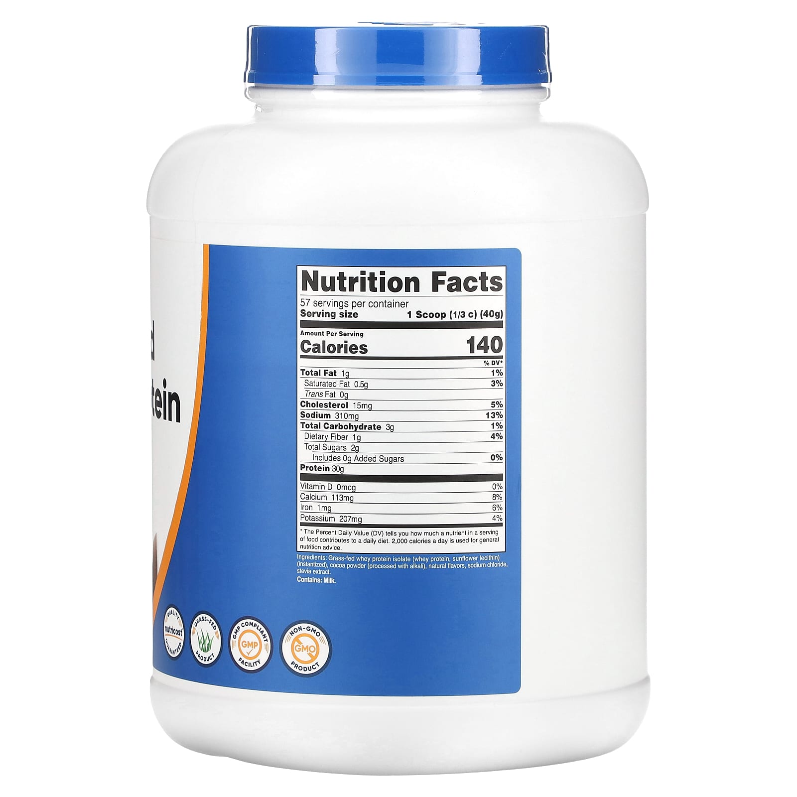 Nutricost, GrassFed Whey Protein Isolate, Milk Chocolate, 5 lb (2,268 g)