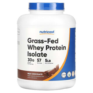 Nutricost, изолят сывороточного протеина от коров травяного откорма, со вкусом молочного шоколада, 2268 г (5 фунтов)