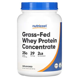 Nutricost, Grass-Fed Whey Protein Concentrate, Unflavored, 2 lb (907 g)