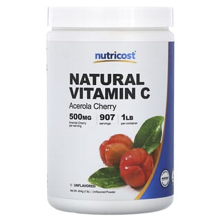 Nutricost, натуральный витамин C в порошке, без добавок, 454 г (1 фунт)