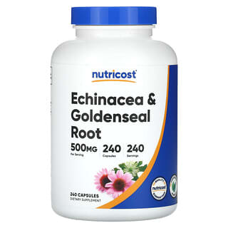 Nutricost, Raiz de Echinacea e Goldenseal, 500 mg, 240 Cápsulas