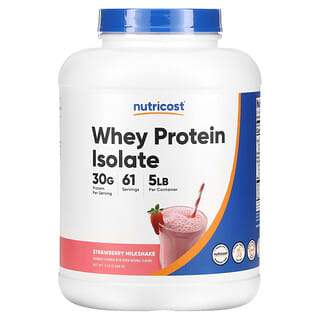 Nutricost, Isolat de protéines de lactosérum, Milkshake à la fraise, 2268 g