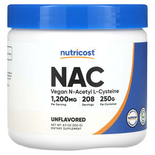 Nutricost‏, NAC טבעוני, ללא טעם, 250 גרם (8.9 אונקיות)
