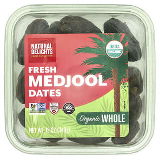 Natural Delights, Dattes medjool fraîches biologiques, entières, 340 g