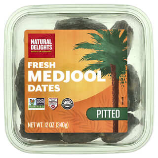 Natural Delights, Dattes Medjool fraîches, Dénoyautées, 340 g