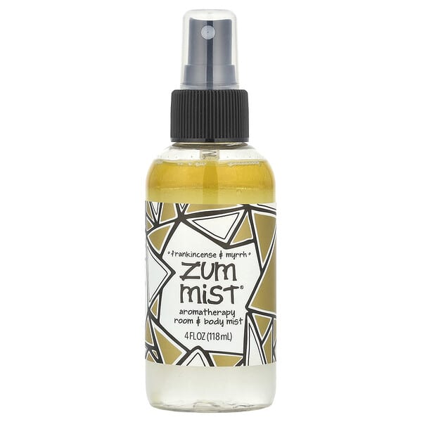 ZUM, 줌 미스트, 방 & 몸에 뿌리는 아로마테라피 미스트, 유향 및 몰약, 4fl oz