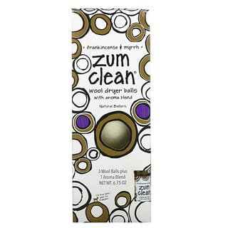 ZUM, Zum Clean ، كرات مجفف الصوف مع مزيج العطر ، اللبان الشحري والمر ، 4 قطع