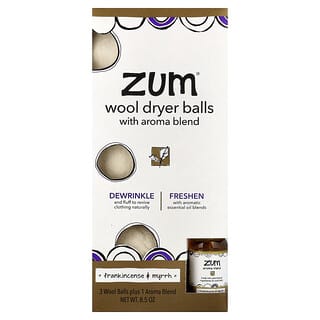 ZUM, Bolas de lana para secadora con mezcla aromática, Árbol del incienso y mirra, 4 piezas