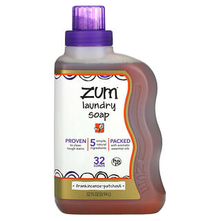 ZUM, Zum Clean, Jabón de lavandería con aromaterapia, Frankincense-Patchouli, 0,94 l (32 oz. Líq.)