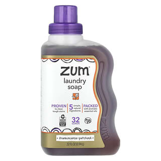 ZUM, Zum Clean, Jabón de lavandería con aromaterapia, Frankincense-Patchouli, 0,94 l (32 oz. Líq.)