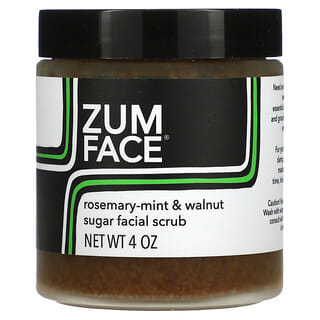 ZUM, Zum Face، مقشر الوجه بالسكر، إكليل الجبل والنعناع والجوز، 4 أونصات