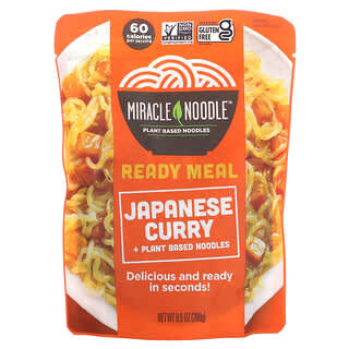 Miracle Noodle‏, ארוחה מוכנה, אטריות על בסיס קארי יפני + צמחים, 280 גרם (9.9 אונקיות)