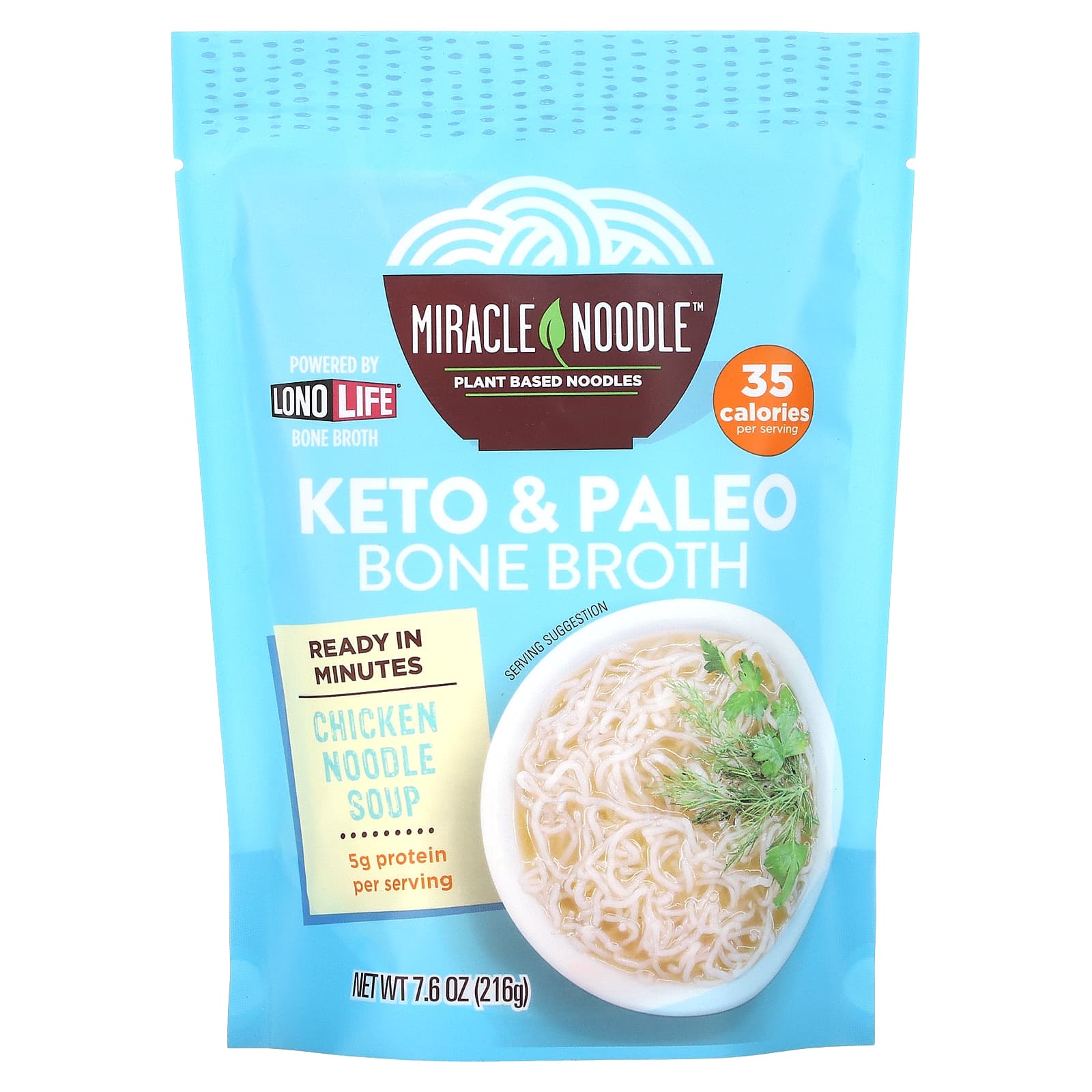 Miracle Noodle, Bone Broth Noodle Soup, Chicken, 7.6 oz (216 g)