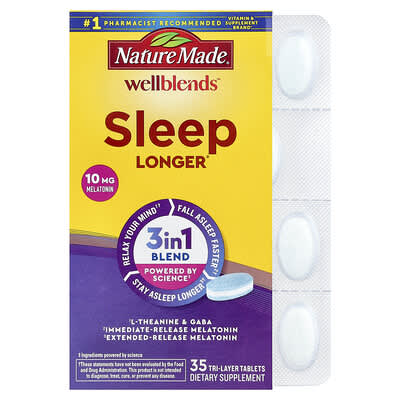 Nature Made, Wellblends, Sleep Longer, Extra Strength, 35 Triple-Coat Tablets