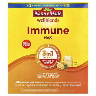 Nature Made, Wellblends, ImmuneMax, со вкусом апельсина, 30 пакетиков по 11,3 г (0,39 унции)