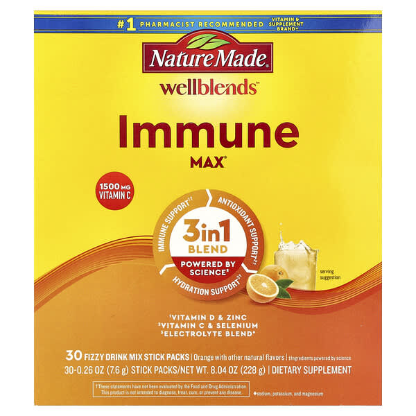 Wellblends™, Immune Max®, Orange, 30 Stick Packs, 0.26 oz (7.6 g) Each