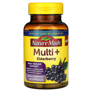 Nature Made, Multi + Elderberry, Multivitamine und Holunder, 60 Kapseln