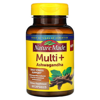 Nature Made, мультивитамины с ашвагандой, 60 капсул