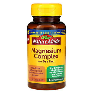 Nature Made, Complejo de magnesio con vitamina D3 y zinc, 60 cápsulas