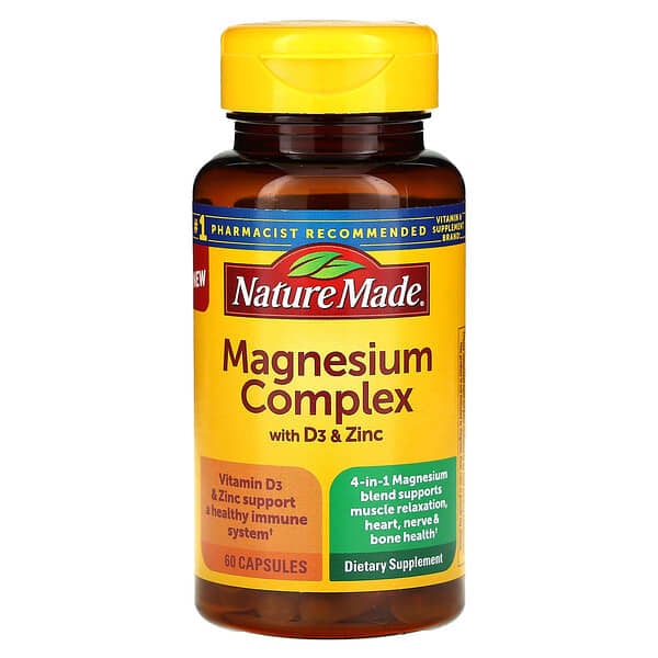 Nature Made, Magnesium Complex with D3 &amp; Zinc, 60 Capsules