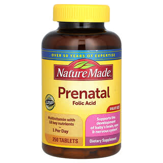 Nature Made, Ácido fólico prenatal, 250 comprimidos