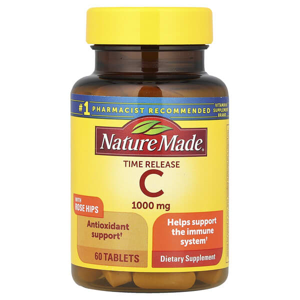 Vitamin C with Rose Hips, Time Release, 1,000 mg, 60 Tablets