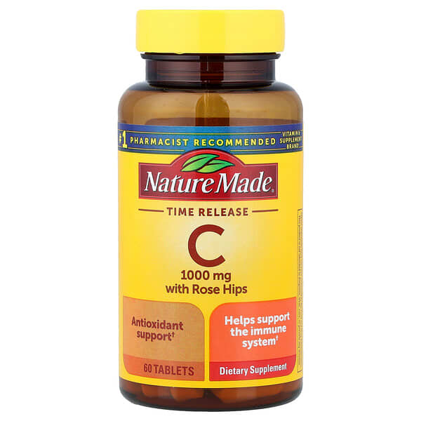 Nature Made, Vitamin C with Rose Hips, Time Release, 1,000 mg, 60 Tablets — product photo 1