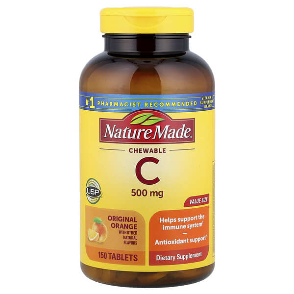 Nature Made, Vitamin C Chewable, Original Orange, 500 mg, 150 Tablets — product photo 1