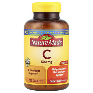 Nature Made, Vitamina C, 500 mg, 500 comprimidos oblongos