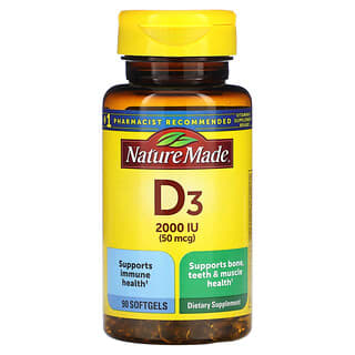 Nature Made, Vitamin D3, 50 mcg (2,000 IU), 90 Softgels