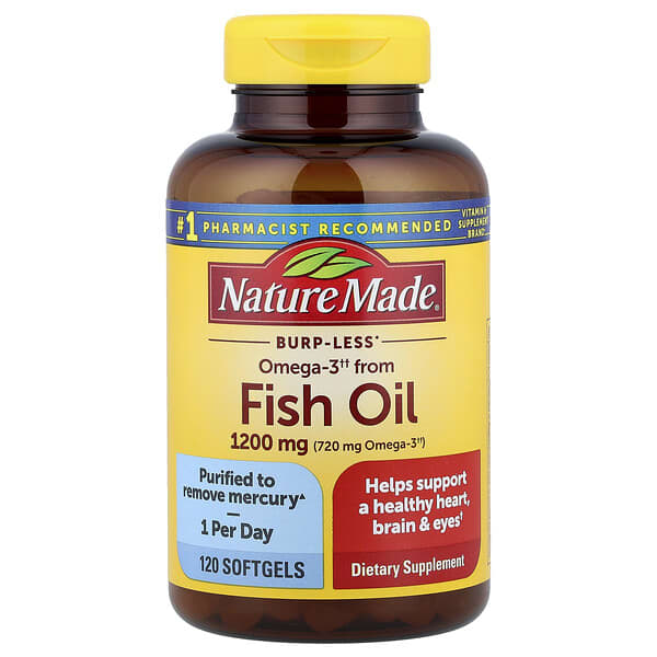 Nature Made, Fish Oil, Burp-Less, 1,200 mg, 120 Softgels — product photo 1
