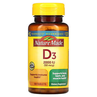 Nature Made, Vitamina D3, 50 mcg, 100 comprimidos