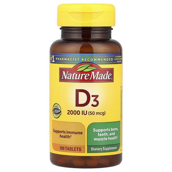 Nature Made, 비타민D3, 50mcg(2,000IU), 100정