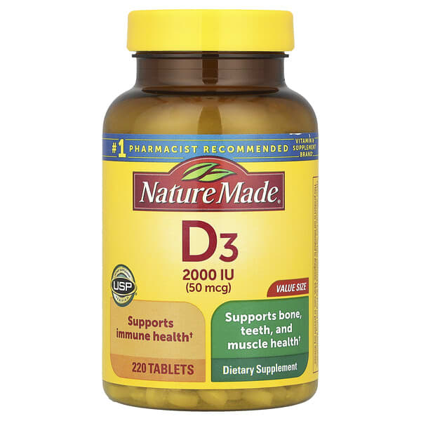 Vitamin D3, 50 mcg (2000 IU), 220 Tablets