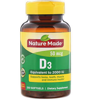 Nature Made, Vitamin D3, 50 mcg, 250 Softgels