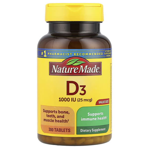 Vitamin D3, 25 mcg (1000 IU), 300 Tablets