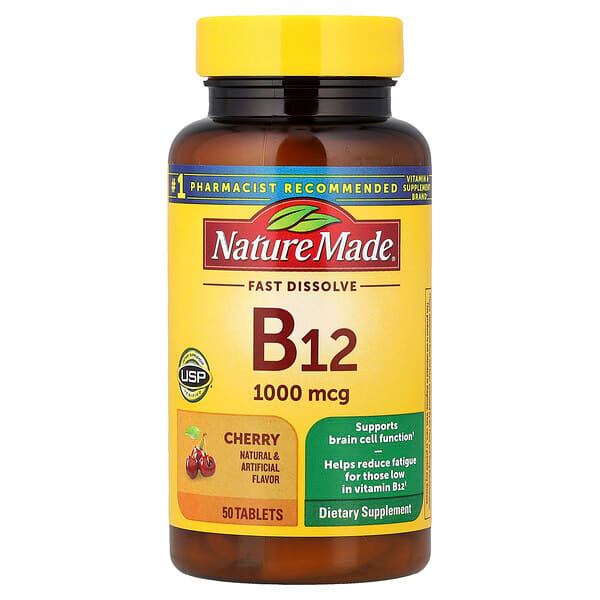 Nature Made, Vitamine B12, Dissolution rapide, Cerise, 1000 µg, 50 comprimés