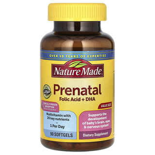 Nature Made, Prenatal Folic Acid + DHA, pränatale Folsäure + DHA, 90 Weichkapseln