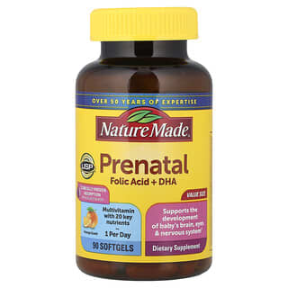 Nature Made, Prenatal Folic Acid + DHA, Orange, 90 Softgels