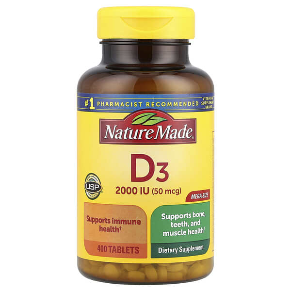Vitamin D3, 50 mcg (2000 IU), 400 Tablets