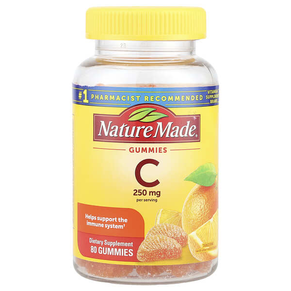 Nature Made Vitamin C Gummies, Tangerine, 80 Gummies (125 mg per Gummy)