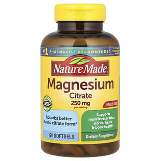 Nature Made, Citrato di magnesio, 250 mg, 120 capsule molli (125 mg per capsula molle)