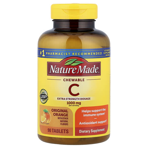 Nature Made, Vitamin C Chewable, Original Orange, 90 Tablets (500 mg per Tablet) — product photo 1